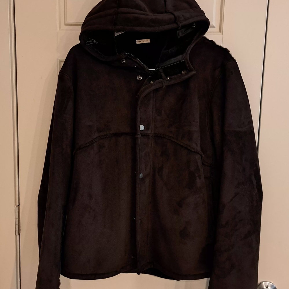 Emporio Armani Dark Brown Hooded Bomber Jacket. Made In Italy.